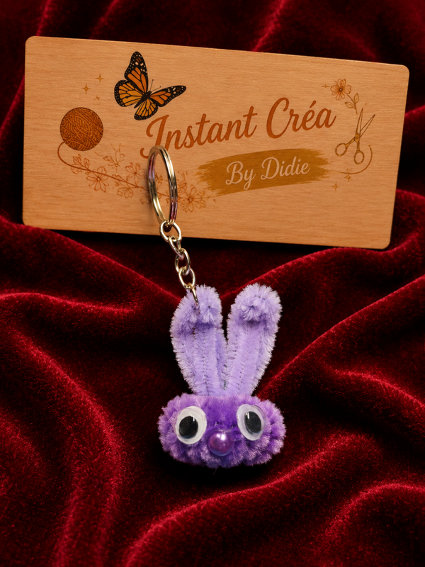 Porte-clés lapin violet bicolore