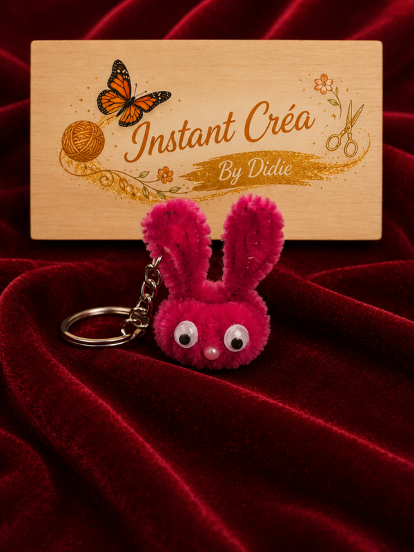 Porte-clés lapin rose