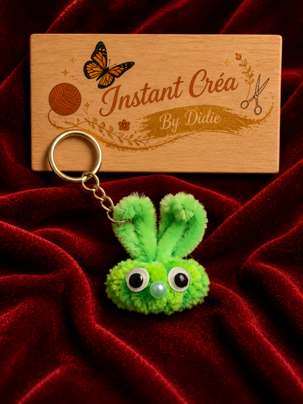 Porte-clés lapin vert et jaune