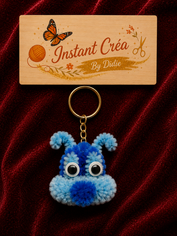 Porte-clés chien bleu