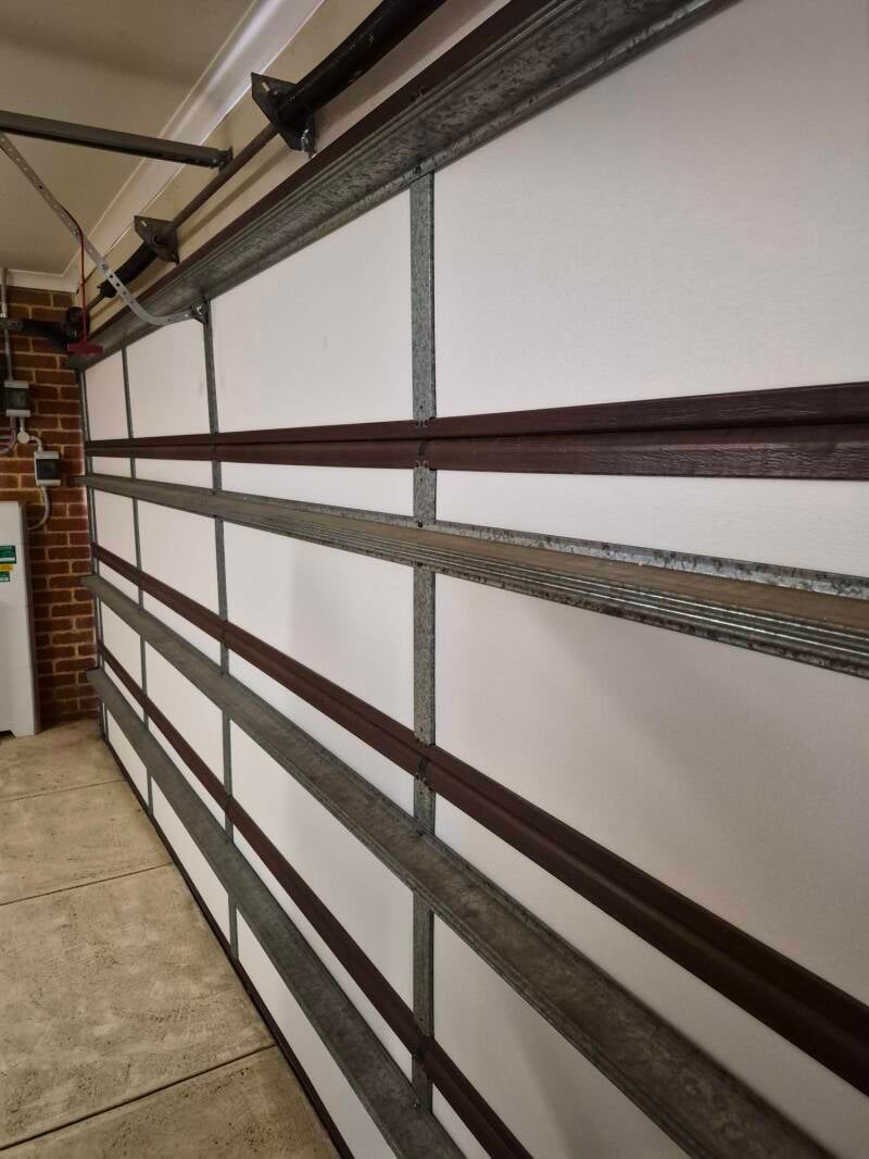 Photo of garage door after insulation installed