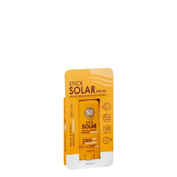SPF 50  zonnebrandstick voor gezicht en gevoelige zones Deliplus 15gr