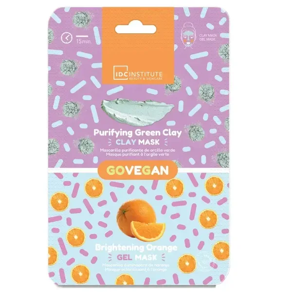 IDC Institute Duo Gezichtsmasker Groene Klei & Sinaasappel – 2 × 6 ml