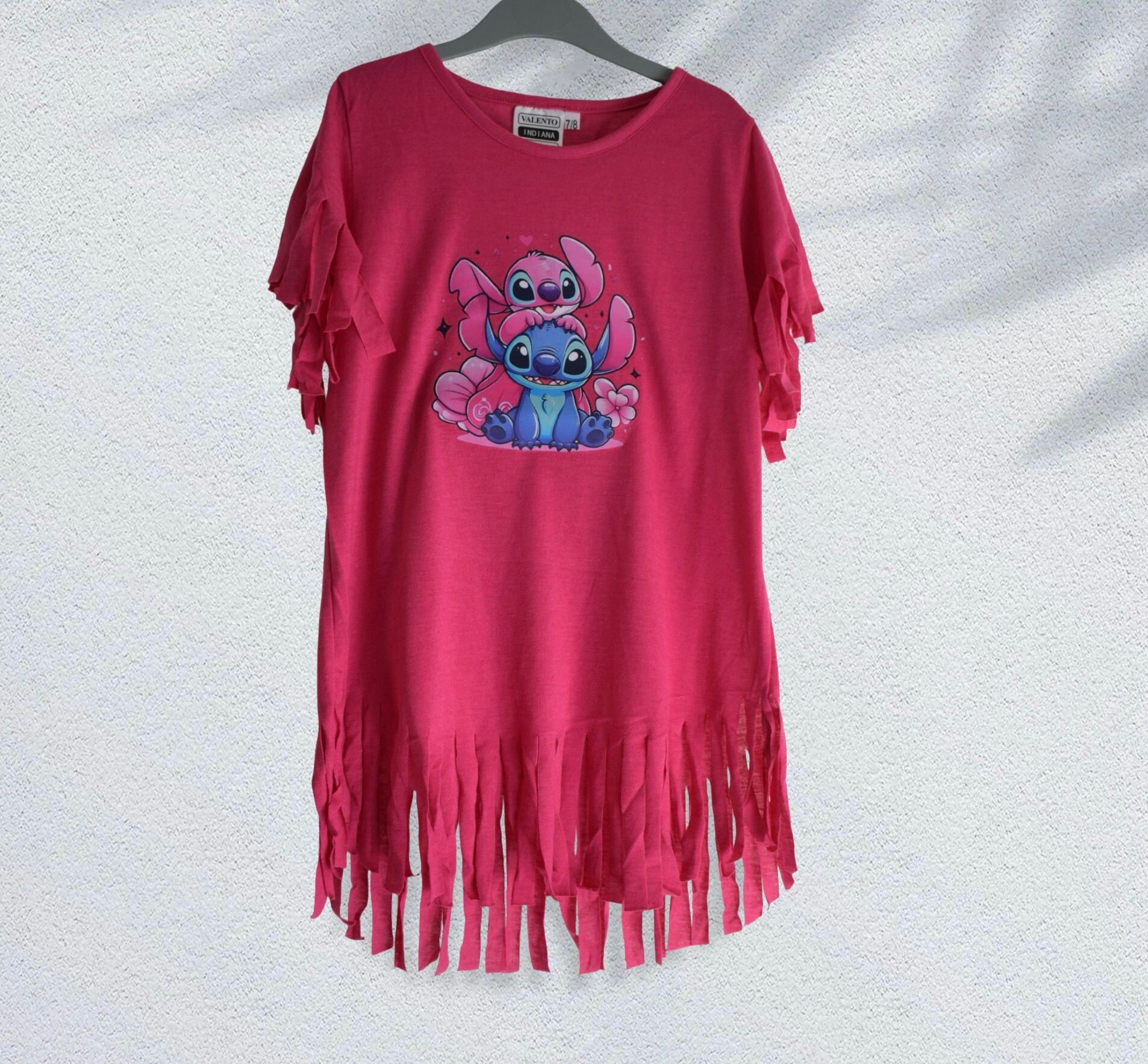 Vrolijk roze meisjes t-shirt met Stitch print