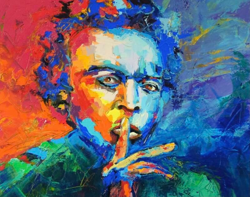 Miles Davis - 100x100 cm, acrylic on canvas- by Dutch artist Erik te Kamp (sold)