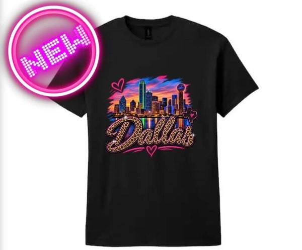 Dallas Skyline with leopard print