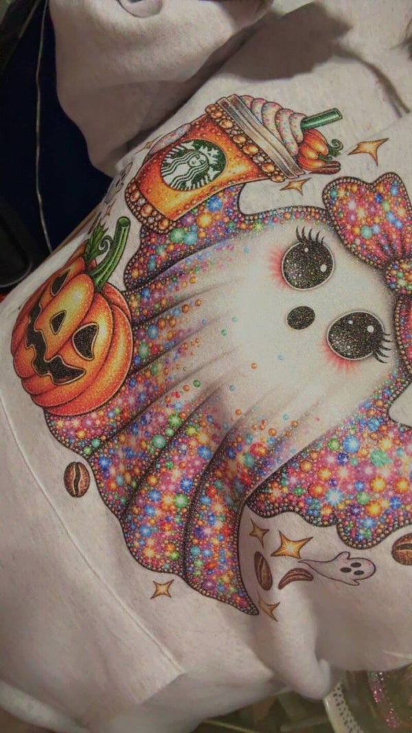 Glitter Halloween Ghost & Iced Pumpkin Coffee