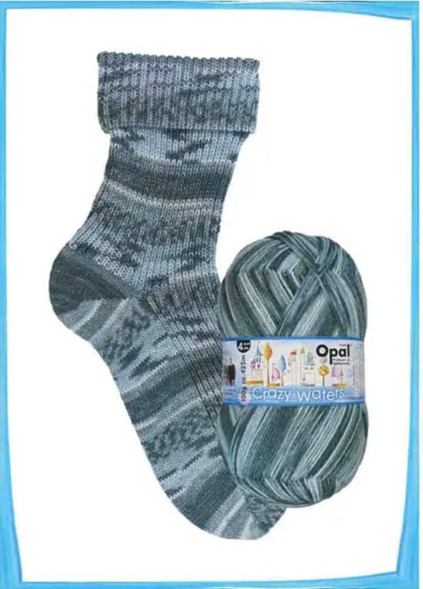 Opal Crazy Waters 4-draads Sokkenwol Blauw