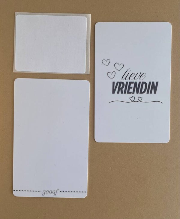 Plastic wenskaartje