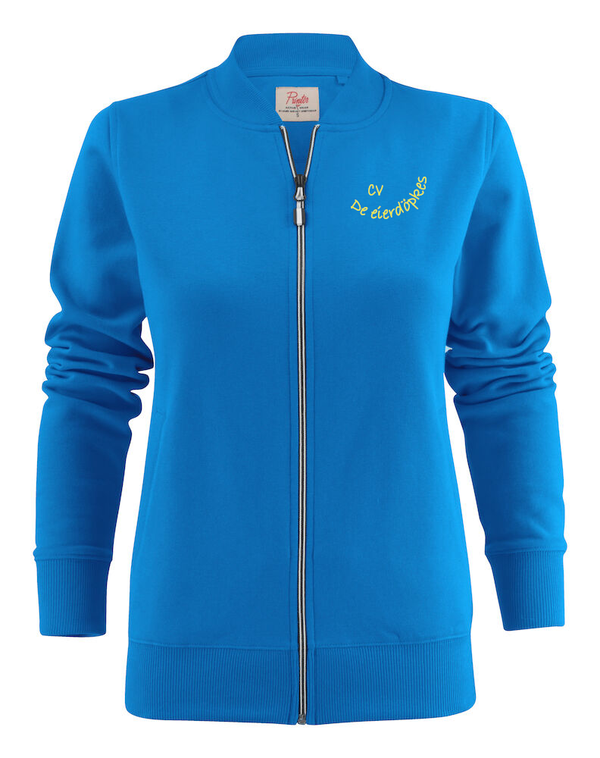 CVE Sweater met rits vrouwen 2262055 + 2269000 geborduurd met borstlogo en ruglogo