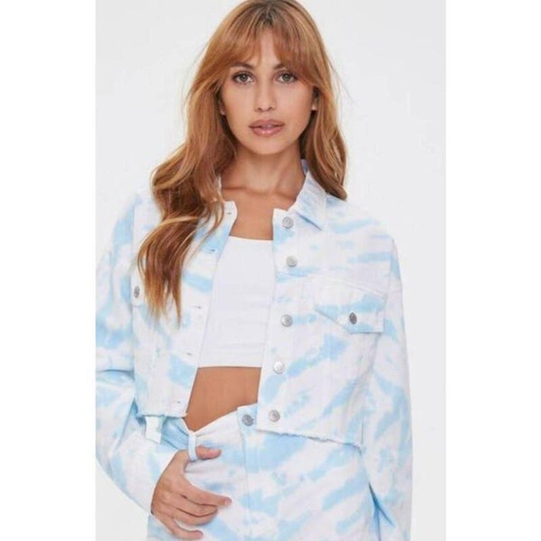 Forever 21 Tie Dye distressed crop Jacket Small Original Price $34