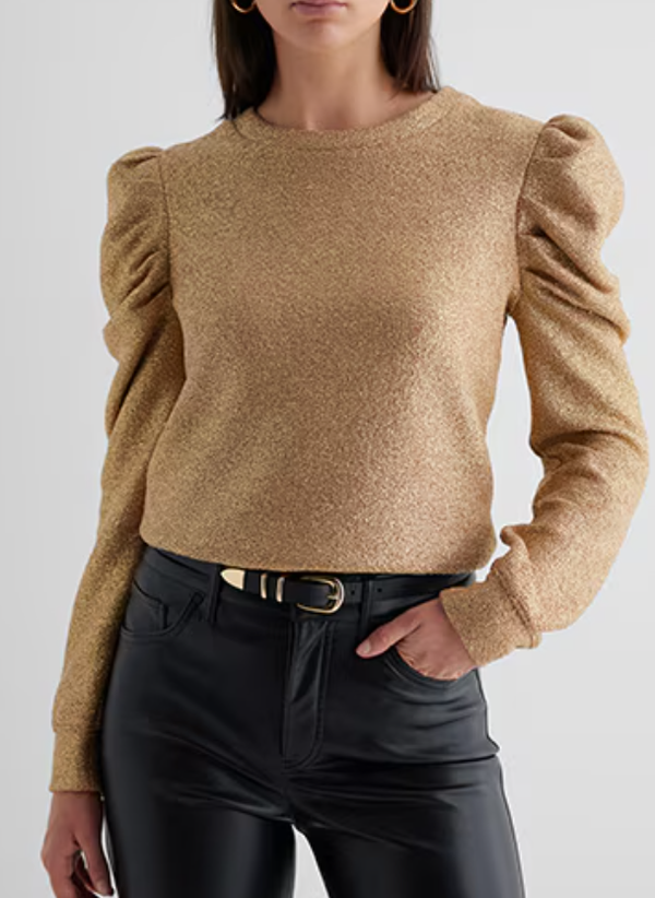 Express Gold Puff Sleeve Sweater Small Original Price $78