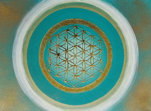 Blume des Lebens türkis - gold