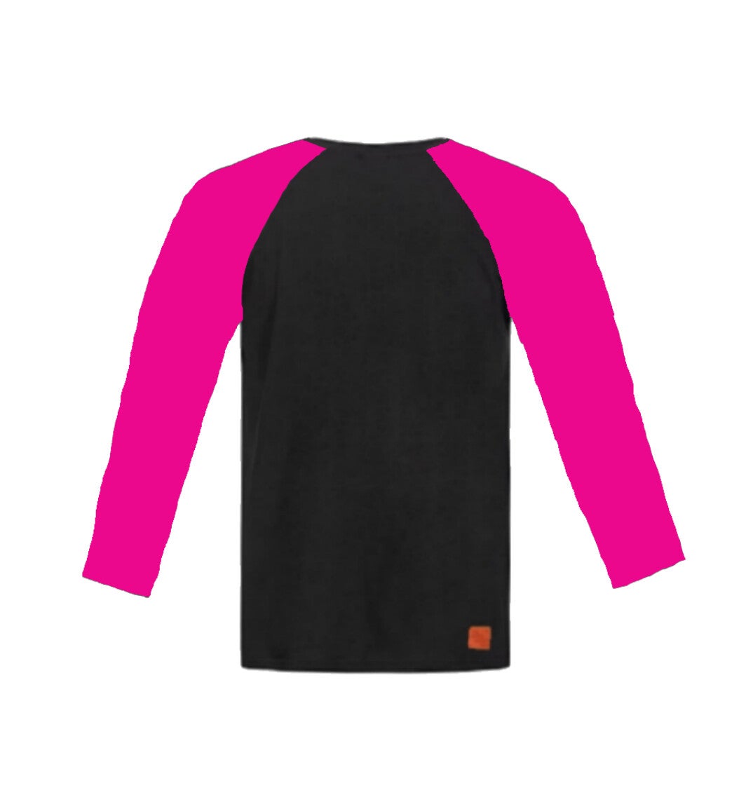 Shirt zwart met mouwen fuchsia