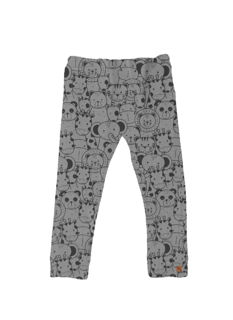 Prematuur broek dierenhoofdjes grijs