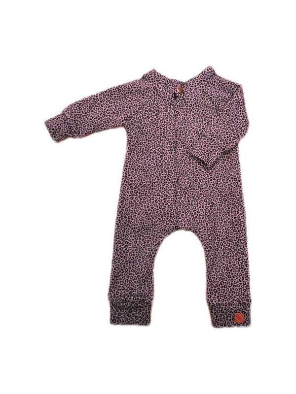 Onesie panter dusty roze lange mouw