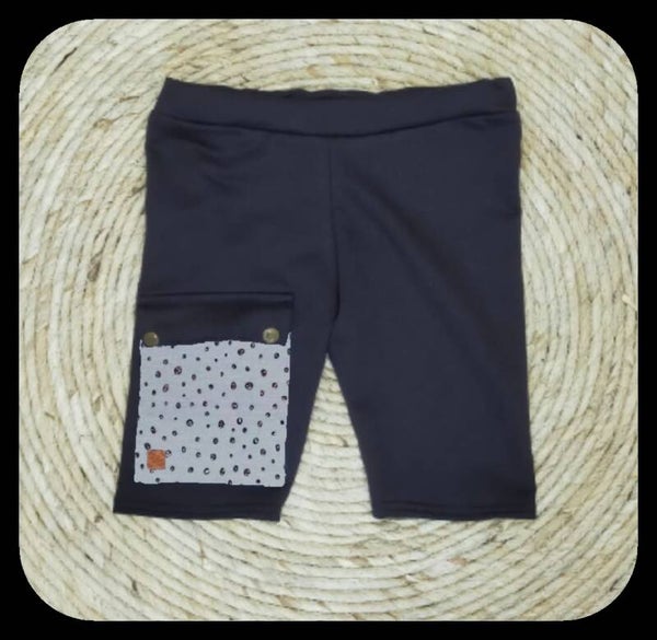 Korte broek zwart met zak dot glitter grijs