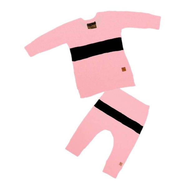 Setje Roze met zwart streep