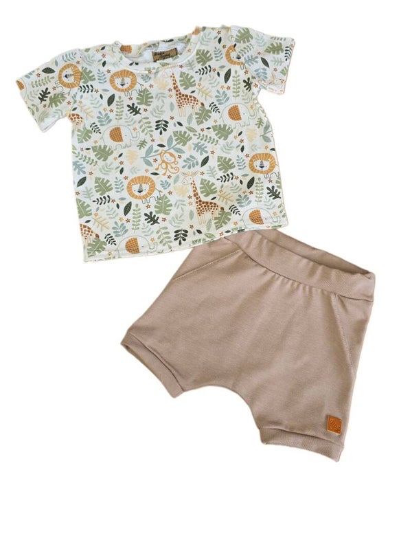 Setje safari tshirt met bruine korte baggy