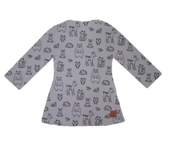 A-line jurk diertjes grijs