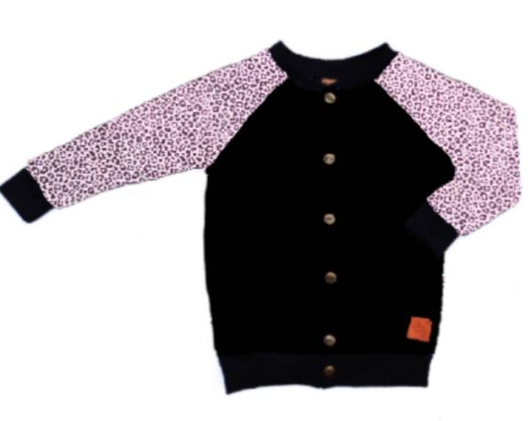 Vest Zwart met Panter Dusty roze