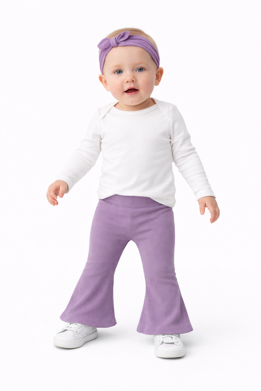 Flared broek rib paars