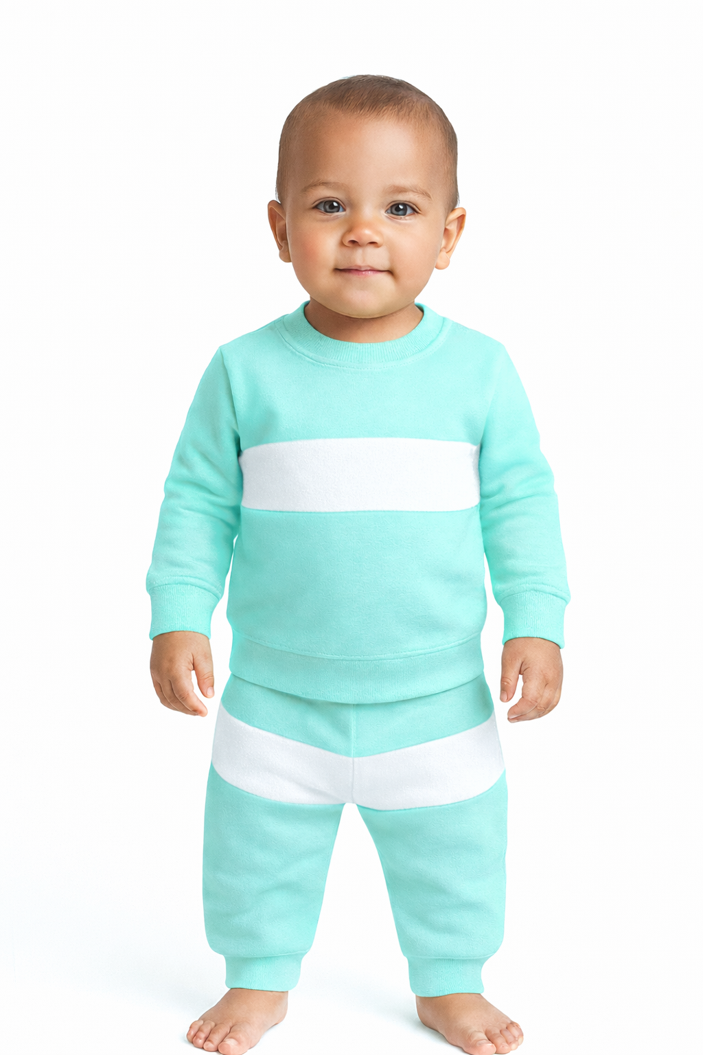 Setje Aqua met wit streep