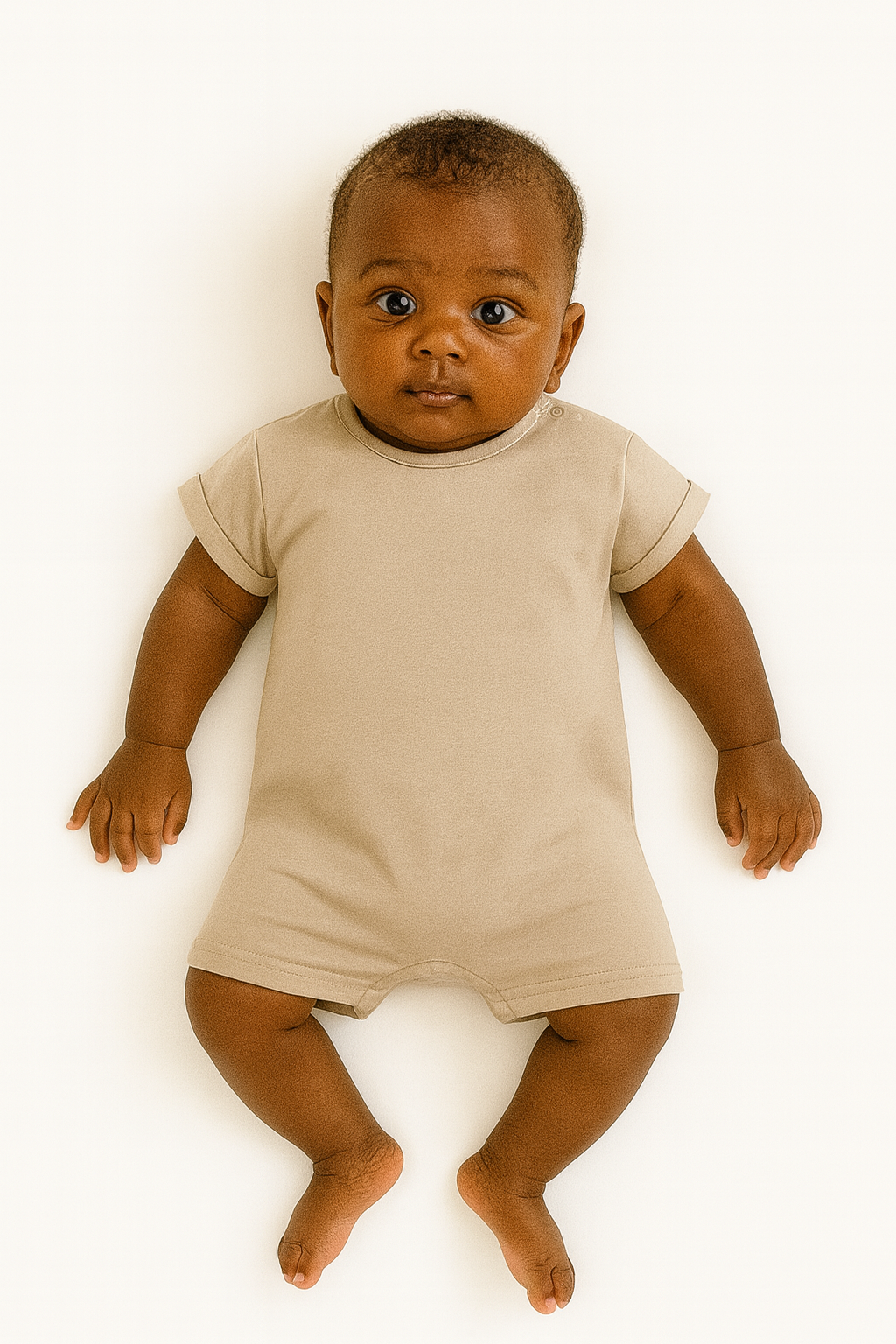Onesie zand korte mouw en korte benen