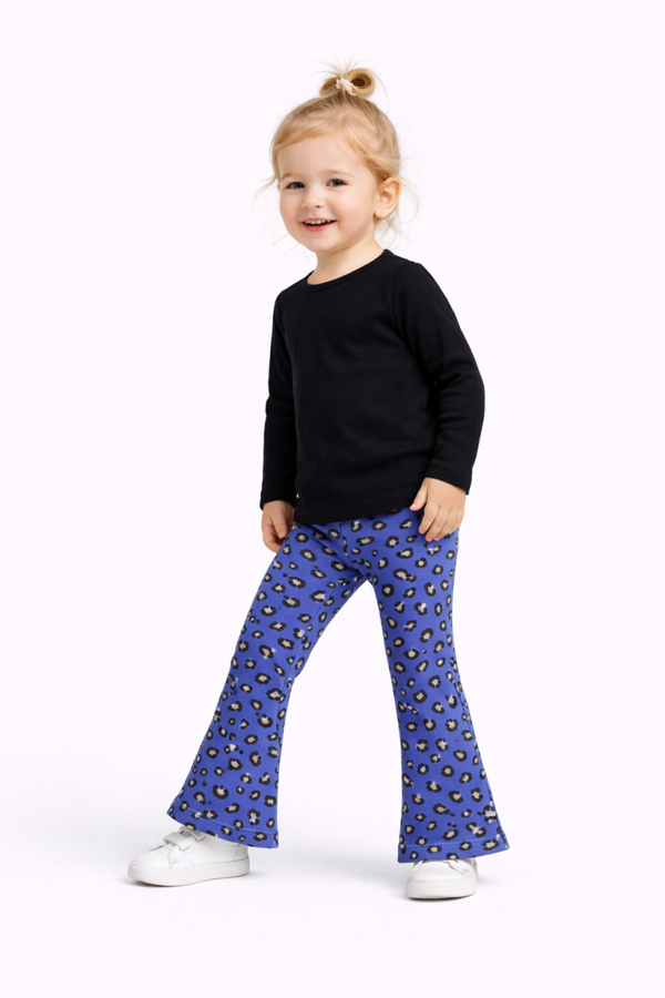 Flared broek panter blauw/goud