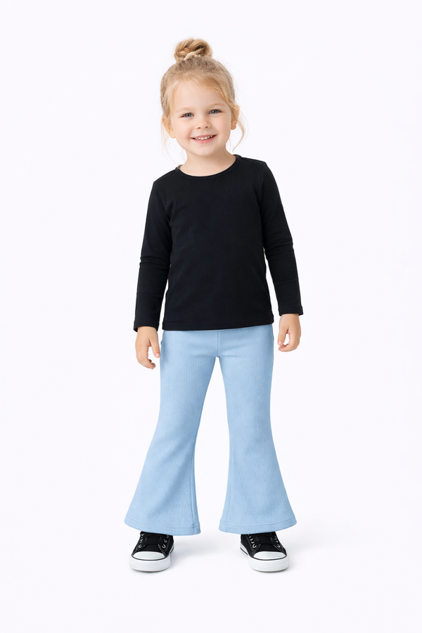 Flared broek rib blauw