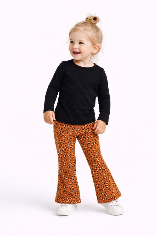 Flared broek panter camel