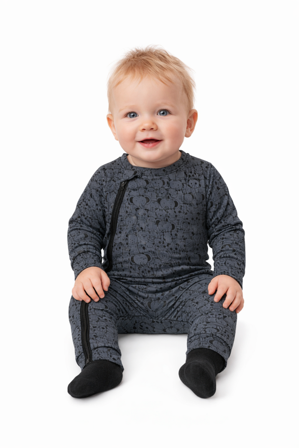 Onesie rits grijze dierenhoofdjes