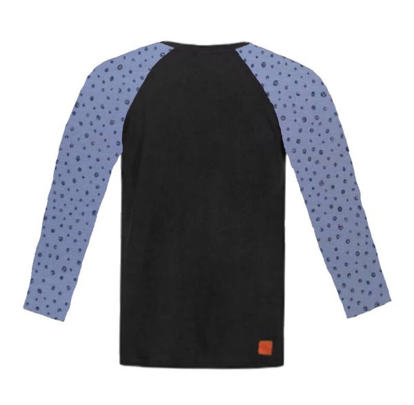 Shirt zwart met mouwen dot glitter blauw