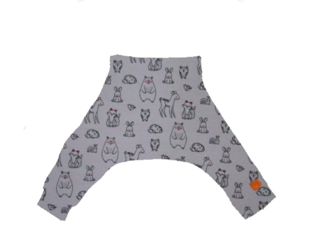 Spreidbroek diertjes grijs