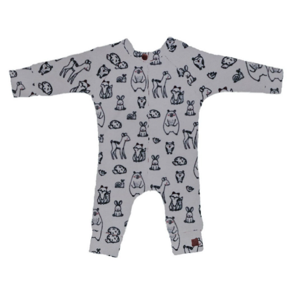 Onesie diertjes grijs lange mouw