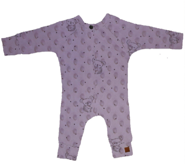 Onesie minky roze met koala lange mouw
