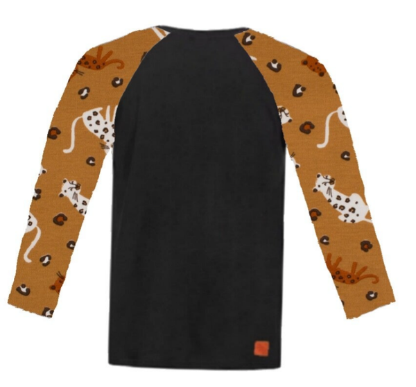 Shirt zwart met luipaard mouwen