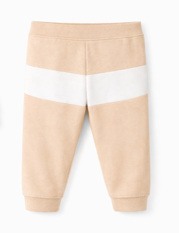 Broek zand wit streep