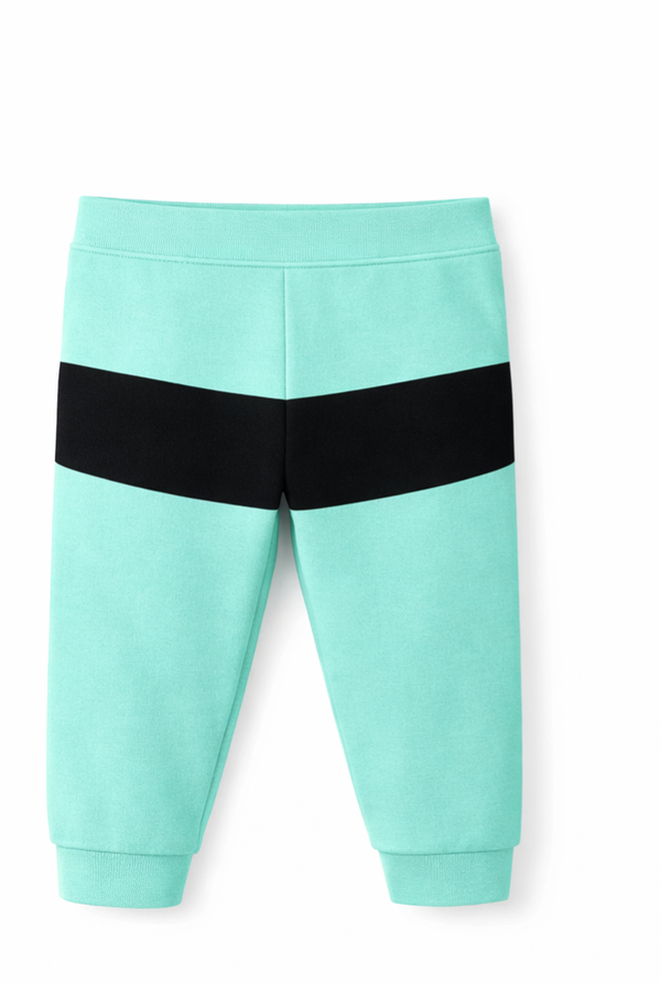 Broek aqua zwart streep