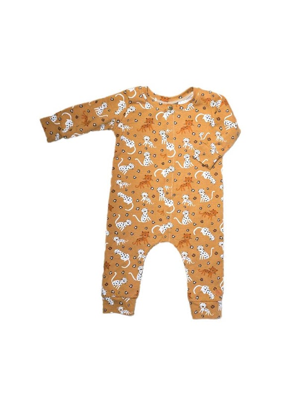 Prematuur onesie luipaard camel