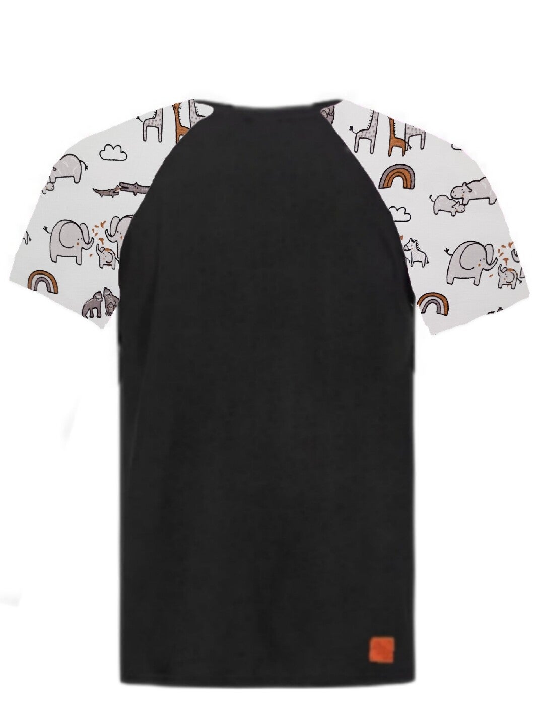 T-Shirt zwart met jungle grijs mouwen