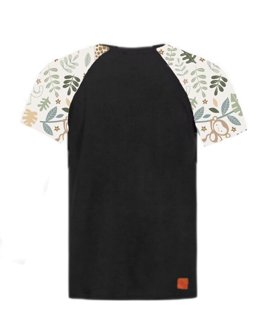 T-Shirt zwart met jungle mouwen