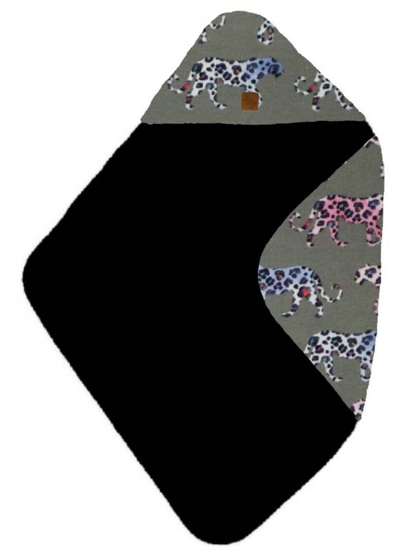 Omslagdoek panter figuren grijs