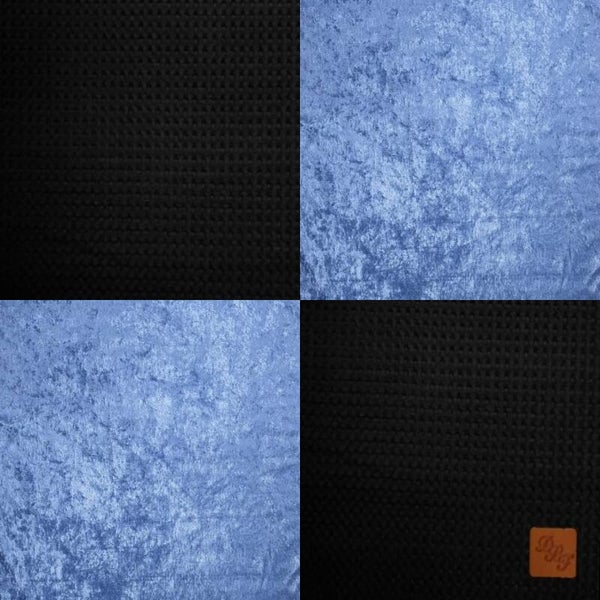 Boxkleed zwart met velours jeansblauw