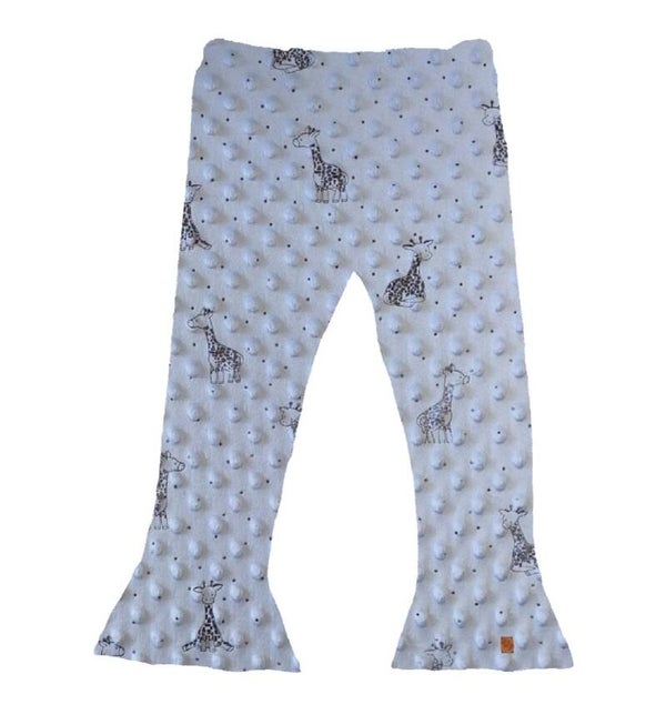 Flared broek minky giraf blauw