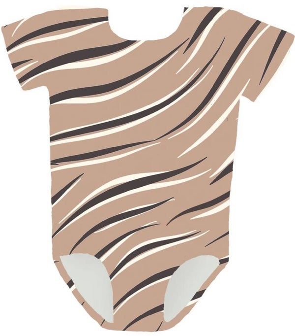 Bodystocking zebra zand korte mouw