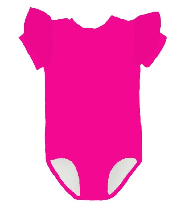 Bodystocking ruffle Fushia roze korte mouw