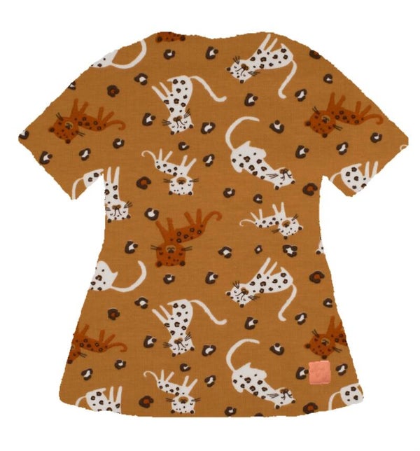 A-line jurk luipaard korte mouw