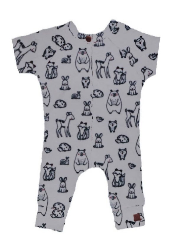 Onesie diertjes grijs korte mouw