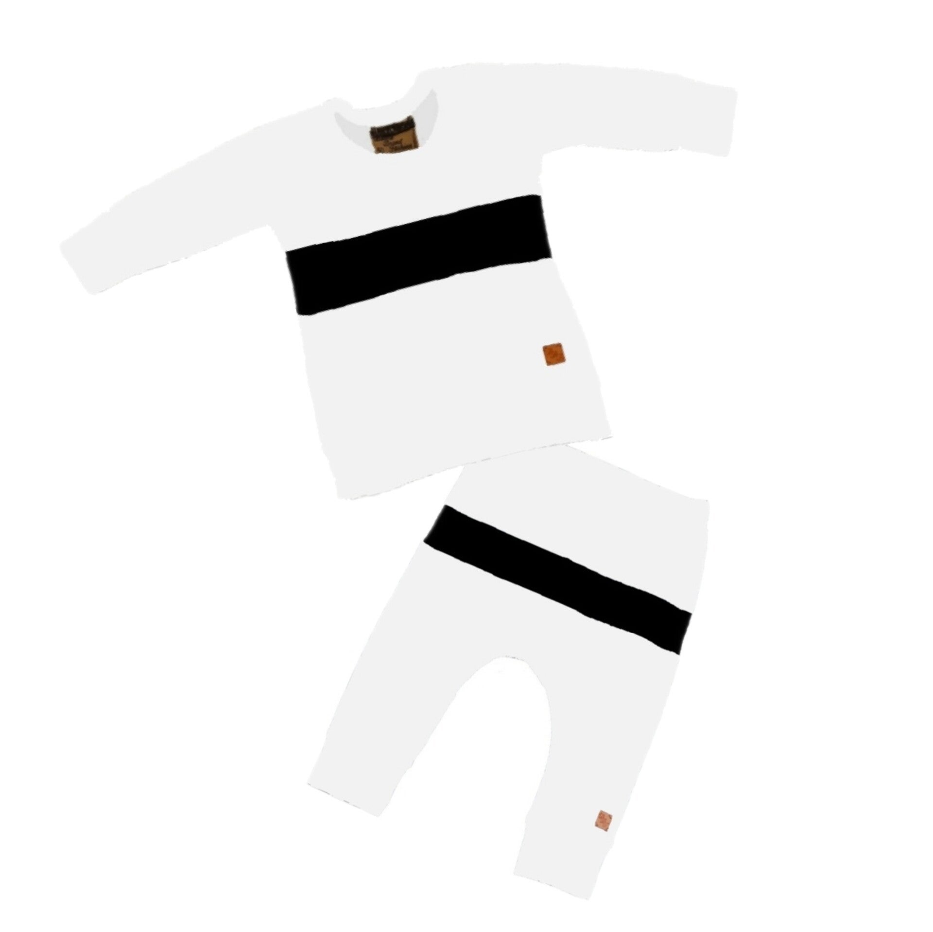 Wit setje met zwart streep